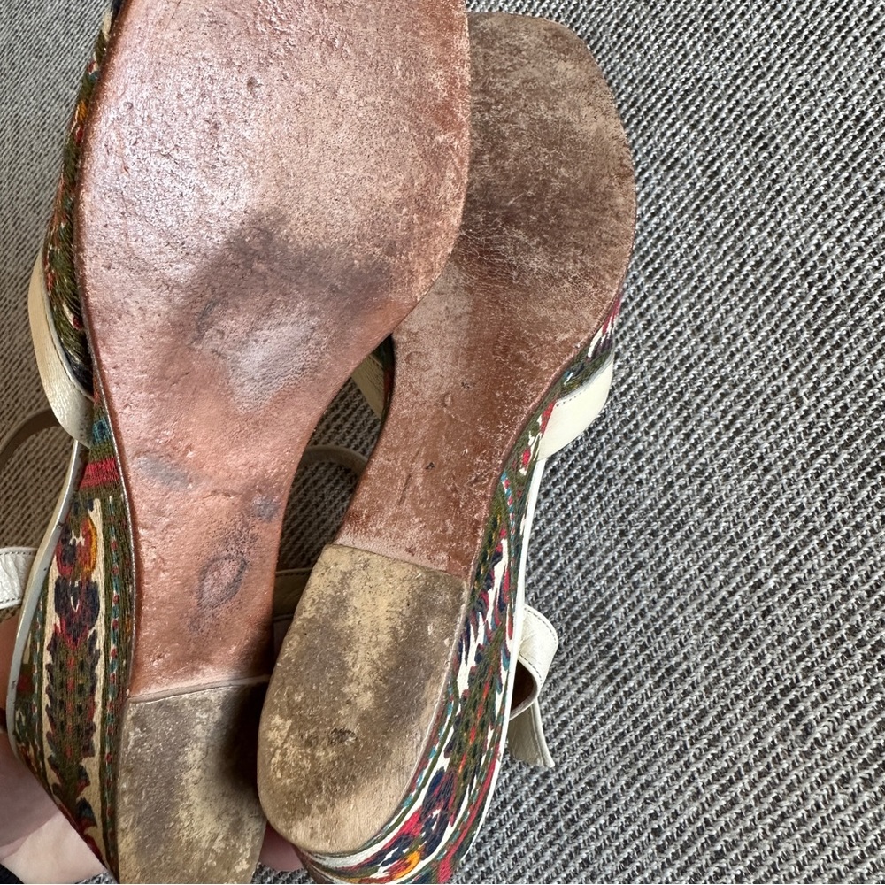 Vintage La Belle Originals Patterned Wedge Sandals - Picture 9 of 9